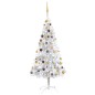 Künstlicher Weihnachtsbaum mit LEDs & Kugeln Silbern 180 cm PET Künstlicher Weihnachtsbaum mit LEDs & Kugeln Silbern 180 cm PET
