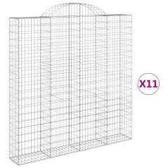 vidaXL Gabionen mit Hochbogen 11 Stk 200x30x200/220cm Verzinktes Eisen
