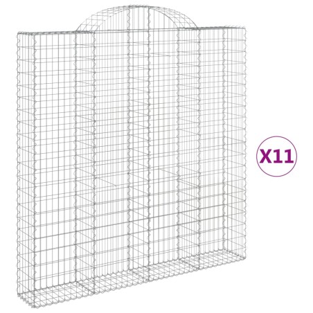 vidaXL Gabionen mit Hochbogen 11 Stk 200x30x200/220cm Verzinktes Eisen
