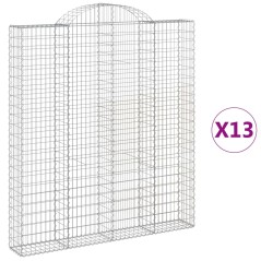 vidaXL Gabionen mit Hochbogen 13 Stk 200x30x220/240cm Verzinktes Eisen