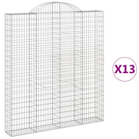 vidaXL Gabionen mit Hochbogen 13 Stk 200x30x220/240cm Verzinktes Eisen