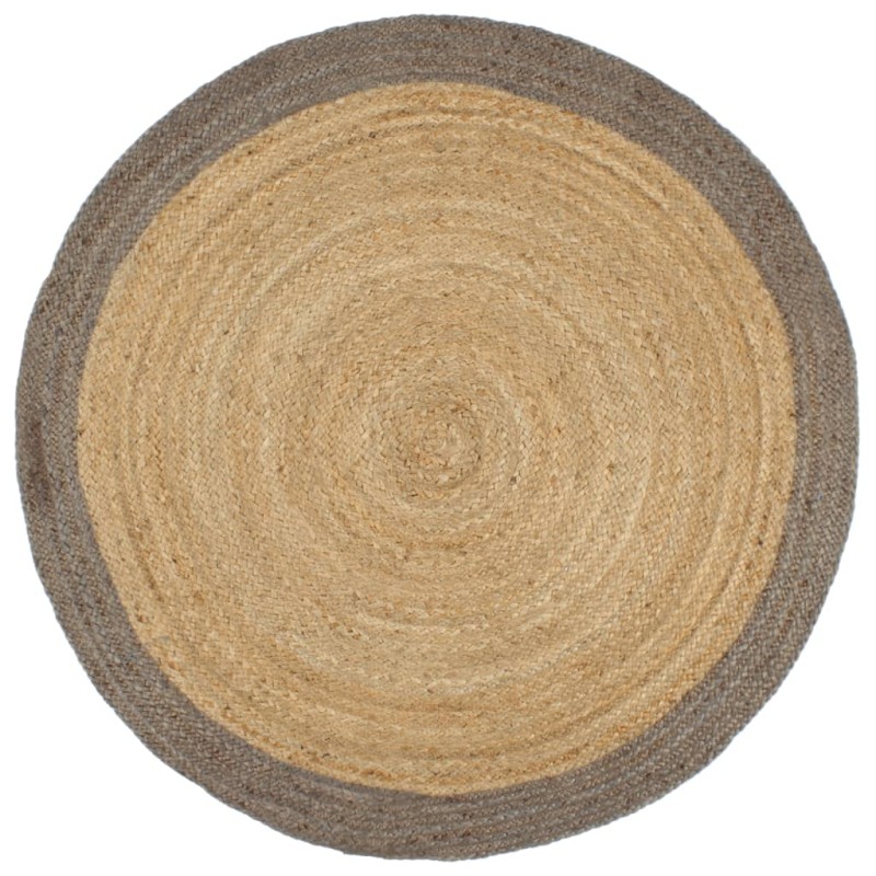 vidaXL Teppich Handgefertigt Jute mit Grauem Rand 180 cm vidaXL Teppich Handgefertigt Jute mit Grauem Rand 180 cm