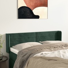 vidaXL Kopfteil mit Ohren Dunkelgrün 147x16x78/88 cm Samt
