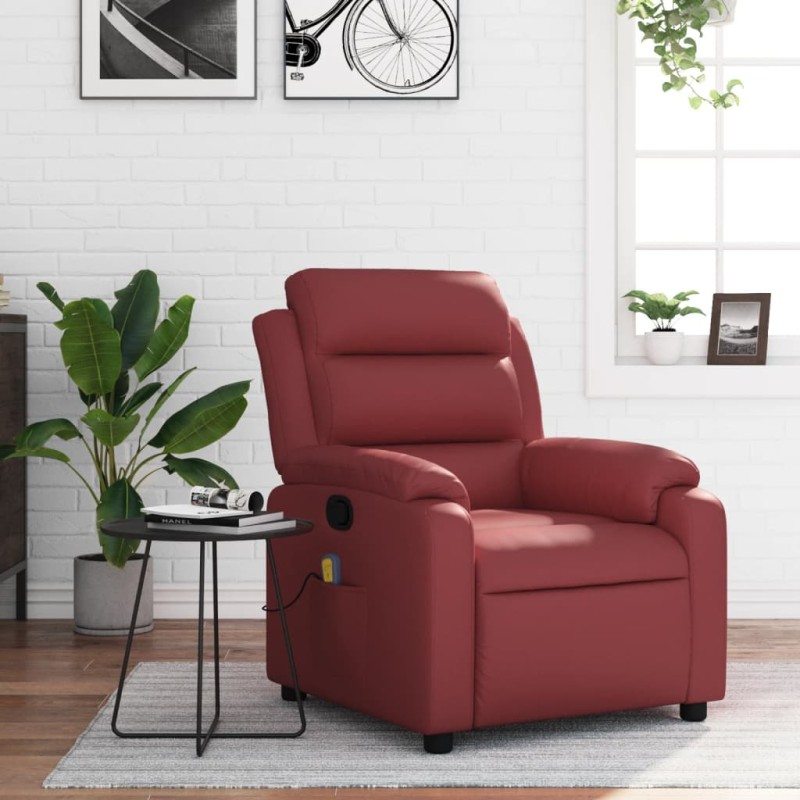 vidaXL Massagesessel Weinrot Kunstleder vidaXL Massagesessel Weinrot Kunstleder