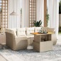 vidaXL 7-tlg. Garten-Sofagarnitur mit Kissen Beige Poly Rattan vidaXL 7-tlg. Garten-Sofagarnitur mit Kissen Beige Poly Rattan