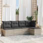 vidaXL 5-tlg. Garten-Sofagarnitur mit Kissen Hellgrau Poly Rattan vidaXL 5-tlg. Garten-Sofagarnitur mit Kissen Hellgrau Poly Rattan