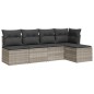 vidaXL 5-tlg. Garten-Sofagarnitur mit Kissen Hellgrau Poly Rattan vidaXL 5-tlg. Garten-Sofagarnitur mit Kissen Hellgrau Poly Rattan