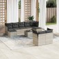 vidaXL 10-tlg. Garten-Sofagarnitur mit Kissen Hellgrau Poly Rattan vidaXL 10-tlg. Garten-Sofagarnitur mit Kissen Hellgrau Poly Rattan