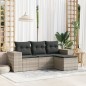 vidaXL 4-tlg. Garten-Sofagarnitur mit Kissen Hellgrau Poly Rattan vidaXL 4-tlg. Garten-Sofagarnitur mit Kissen Hellgrau Poly Rattan