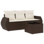 vidaXL 4-tlg. Garten-Sofagarnitur mit Kissen Braun Poly Rattan vidaXL 4-tlg. Garten-Sofagarnitur mit Kissen Braun Poly Rattan