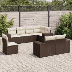 vidaXL 8-tlg. Garten-Sofagarnitur mit Kissen Braun Poly Rattan
