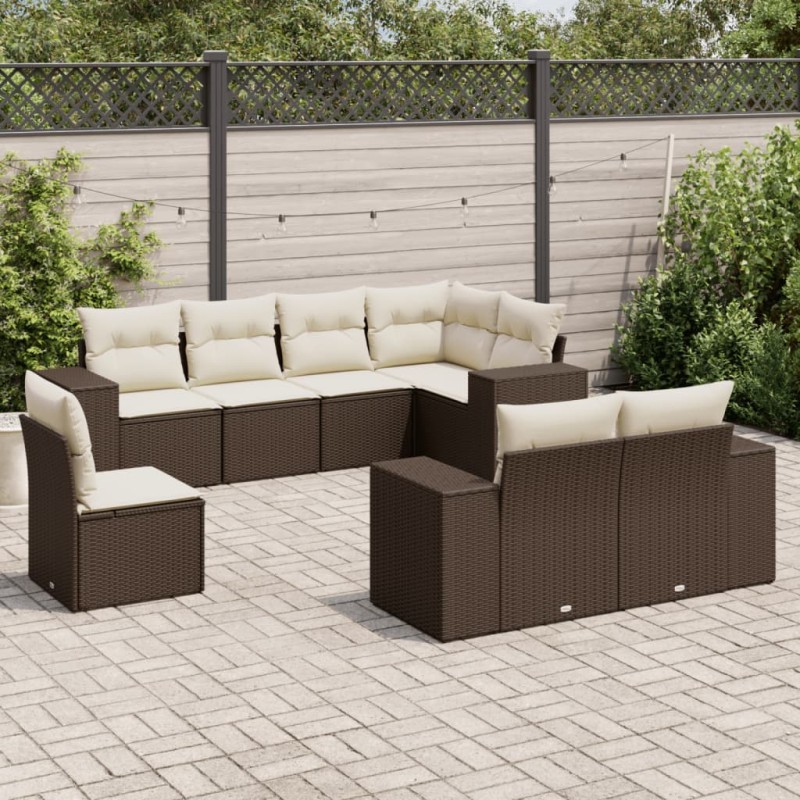 vidaXL 8-tlg. Garten-Sofagarnitur mit Kissen Braun Poly Rattan vidaXL 8-tlg. Garten-Sofagarnitur mit Kissen Braun Poly Rattan