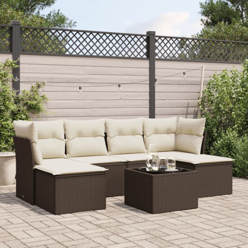 vidaXL 7-tlg. Garten-Sofagarnitur mit Kissen Braun Poly Rattan vidaXL 7-tlg. Garten-Sofagarnitur mit Kissen Braun Poly Rattan