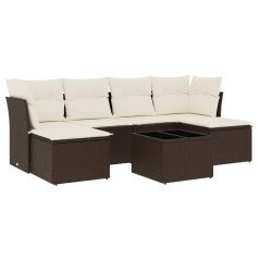 vidaXL 7-tlg. Garten-Sofagarnitur mit Kissen Braun Poly Rattan