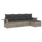 vidaXL 5-tlg. Garten-Sofagarnitur mit Kissen Hellgrau Poly Rattan vidaXL 5-tlg. Garten-Sofagarnitur mit Kissen Hellgrau Poly Rattan