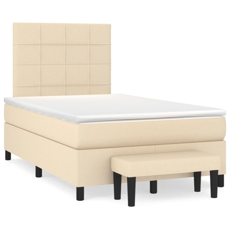 vidaXL Boxspringbett mit Matratze Creme 120x190 cm Stoff vidaXL Boxspringbett mit Matratze Creme 120x190 cm Stoff