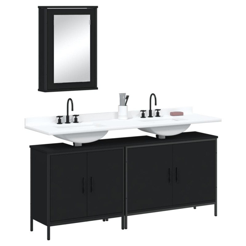 vidaXL 3-tlg. Badmöbel-Set Schwarz Holzwerkstoff vidaXL 3-tlg. Badmöbel-Set Schwarz Holzwerkstoff