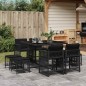 vidaXL 9-tlg. Garten-Essgruppe mit Kissen Schwarz Poly Rattan vidaXL 9-tlg. Garten-Essgruppe mit Kissen Schwarz Poly Rattan