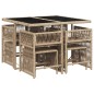 vidaXL 9-tlg. Garten-Essgruppe mit Kissen Beigemischung Poly Rattan vidaXL 9-tlg. Garten-Essgruppe mit Kissen Beigemischung Poly Rattan