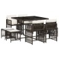 vidaXL 9-tlg. Garten-Essgruppe mit Kissen Braun Poly Rattan vidaXL 9-tlg. Garten-Essgruppe mit Kissen Braun Poly Rattan