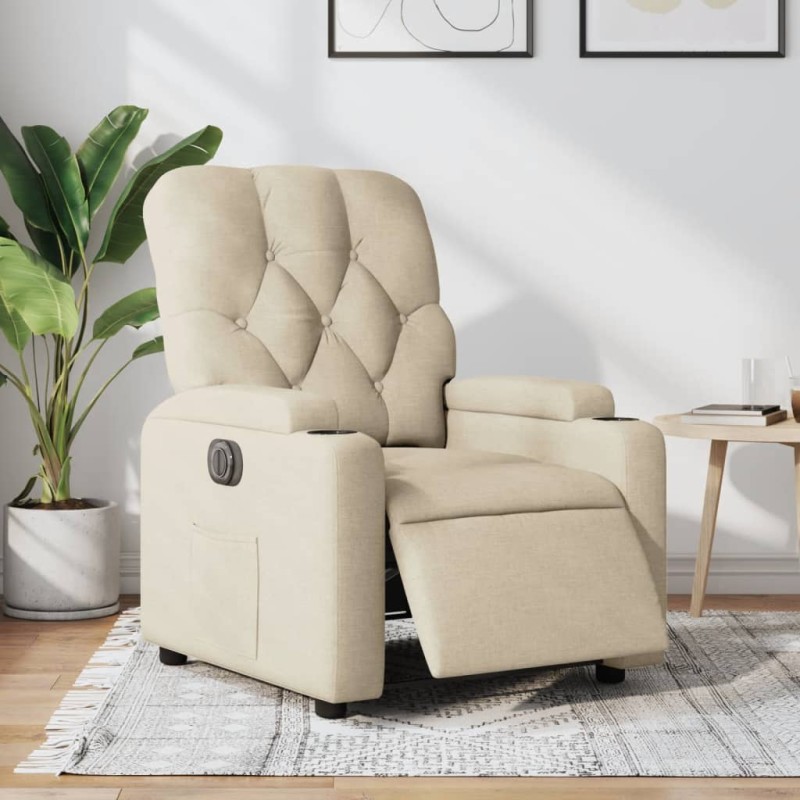 vidaXL Relaxsessel Elektrisch Creme Stoff vidaXL Relaxsessel Elektrisch Creme Stoff
