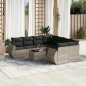 vidaXL 9-tlg. Garten-Sofagarnitur mit Kissen Hellgrau Poly Rattan vidaXL 9-tlg. Garten-Sofagarnitur mit Kissen Hellgrau Poly Rattan