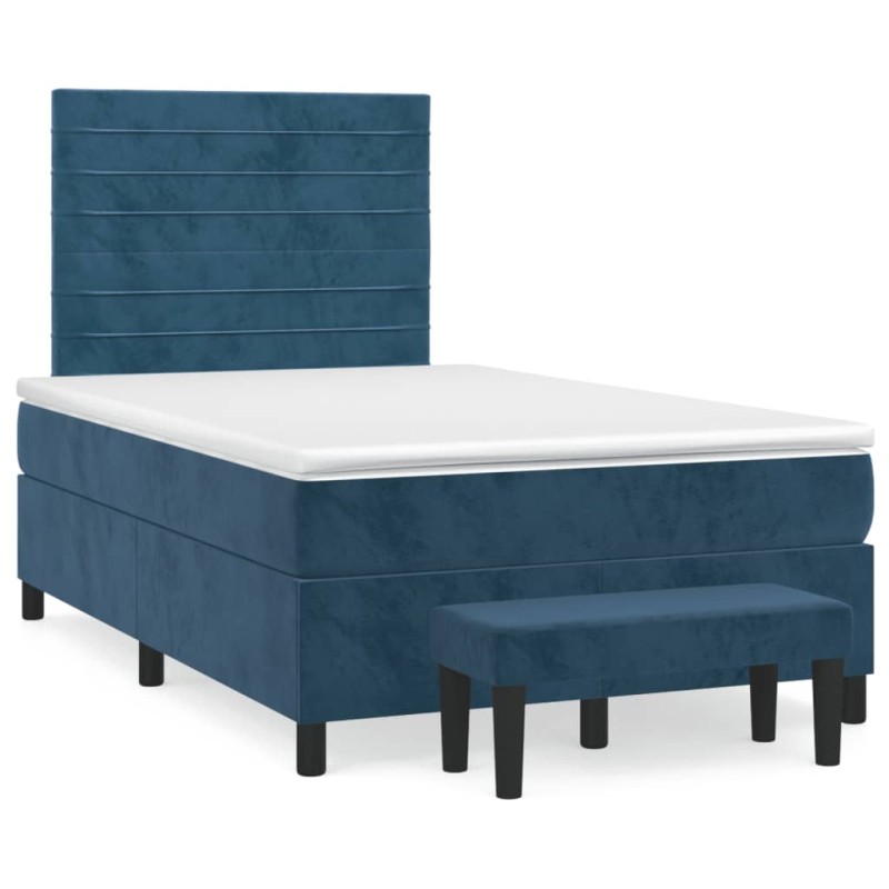 vidaXL Boxspringbett mit Matratze Dunkelblau 120x190 cm Samt vidaXL Boxspringbett mit Matratze Dunkelblau 120x190 cm Samt