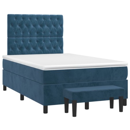 vidaXL Boxspringbett mit Matratze Dunkelblau 120x190 cm Samt