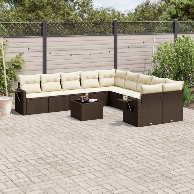 vidaXL 11-tlg. Garten-Sofagarnitur mit Kissen Braun Poly Rattan vidaXL 11-tlg. Garten-Sofagarnitur mit Kissen Braun Poly Rattan