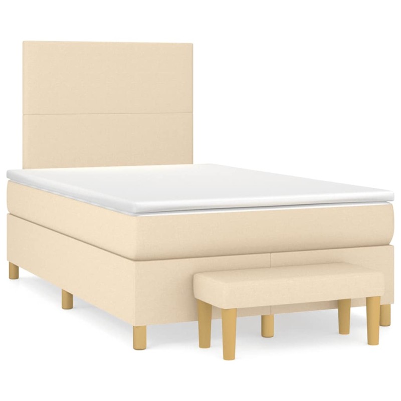vidaXL Boxspringbett mit Matratze Creme 120x190 cm Stoff vidaXL Boxspringbett mit Matratze Creme 120x190 cm Stoff