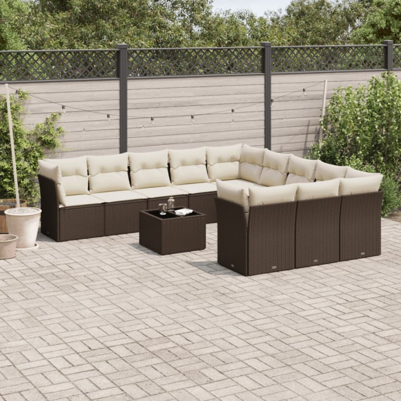 vidaXL 12-tlg. Garten-Sofagarnitur mit Kissen Braun Poly Rattan vidaXL 12-tlg. Garten-Sofagarnitur mit Kissen Braun Poly Rattan
