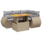 vidaXL 5-tlg. Garten-Sofagarnitur mit Kissen Beige Poly Rattan