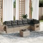 vidaXL 7-tlg. Garten-Sofagarnitur mit Kissen Hellgrau Poly Rattan vidaXL 7-tlg. Garten-Sofagarnitur mit Kissen Hellgrau Poly Rattan