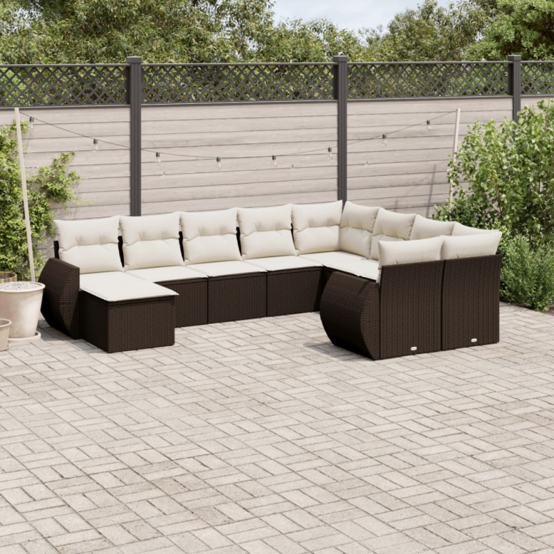 vidaXL 10-tlg. Garten-Sofagarnitur mit Kissen Braun Poly Rattan vidaXL 10-tlg. Garten-Sofagarnitur mit Kissen Braun Poly Rattan