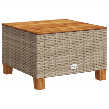 vidaXL Gartentisch Beige 55x55x36 cm Poly Rattan Akazienholz