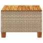 vidaXL Gartentisch Beige 55x55x36 cm Poly Rattan Akazienholz vidaXL Gartentisch Beige 55x55x36 cm Poly Rattan Akazienholz