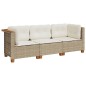 vidaXL Gartensofa mit Kissen 3-Sitzer Beige Poly Rattan vidaXL Gartensofa mit Kissen 3-Sitzer Beige Poly Rattan