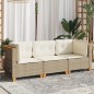 vidaXL Gartensofa mit Kissen 3-Sitzer Beige Poly Rattan vidaXL Gartensofa mit Kissen 3-Sitzer Beige Poly Rattan