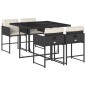 vidaXL 5-tlg. Garten-Essgruppe mit Kissen Schwarz Poly Rattan vidaXL 5-tlg. Garten-Essgruppe mit Kissen Schwarz Poly Rattan