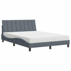vidaXL Bett mit Matratze Dunkelgrau 120x200 cm Samt