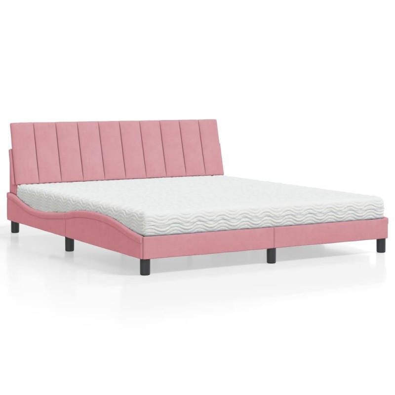 vidaXL Bett mit Matratze Rosa 180x200 cm Samt vidaXL Bett mit Matratze Rosa 180x200 cm Samt