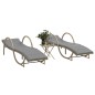vidaXL Sonnenliegen 2 Stk. mit Tisch Beige Poly Rattan vidaXL Sonnenliegen 2 Stk. mit Tisch Beige Poly Rattan