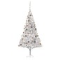 Künstlicher Weihnachtsbaum mit LEDs & Kugeln Silbern 210 cm PET Künstlicher Weihnachtsbaum mit LEDs & Kugeln Silbern 210 cm PET