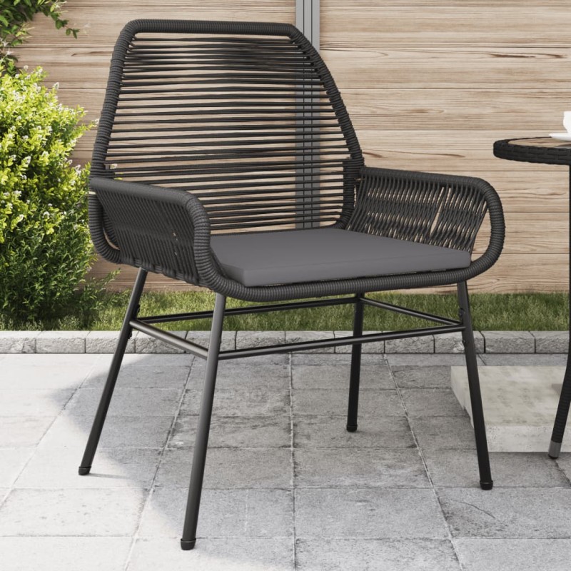 vidaXL Gartenstühle 2 Stk. mit Kissen Schwarz Poly Rattan vidaXL Gartenstühle 2 Stk. mit Kissen Schwarz Poly Rattan
