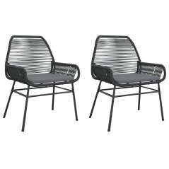 vidaXL Gartenstühle 2 Stk. mit Kissen Schwarz Poly Rattan