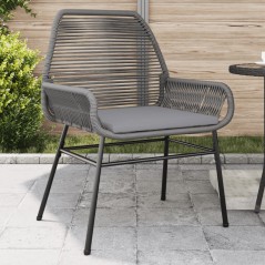 vidaXL Gartenstühle 2 Stk. mit Kissen Grau Poly Rattan