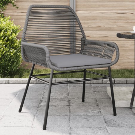 vidaXL Gartenstühle 2 Stk. mit Kissen Grau Poly Rattan
