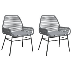 vidaXL Gartenstühle 2 Stk. mit Kissen Grau Poly Rattan