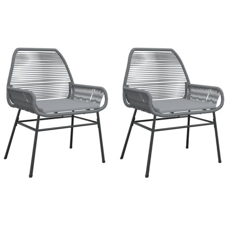 vidaXL Gartenstühle 2 Stk. mit Kissen Grau Poly Rattan