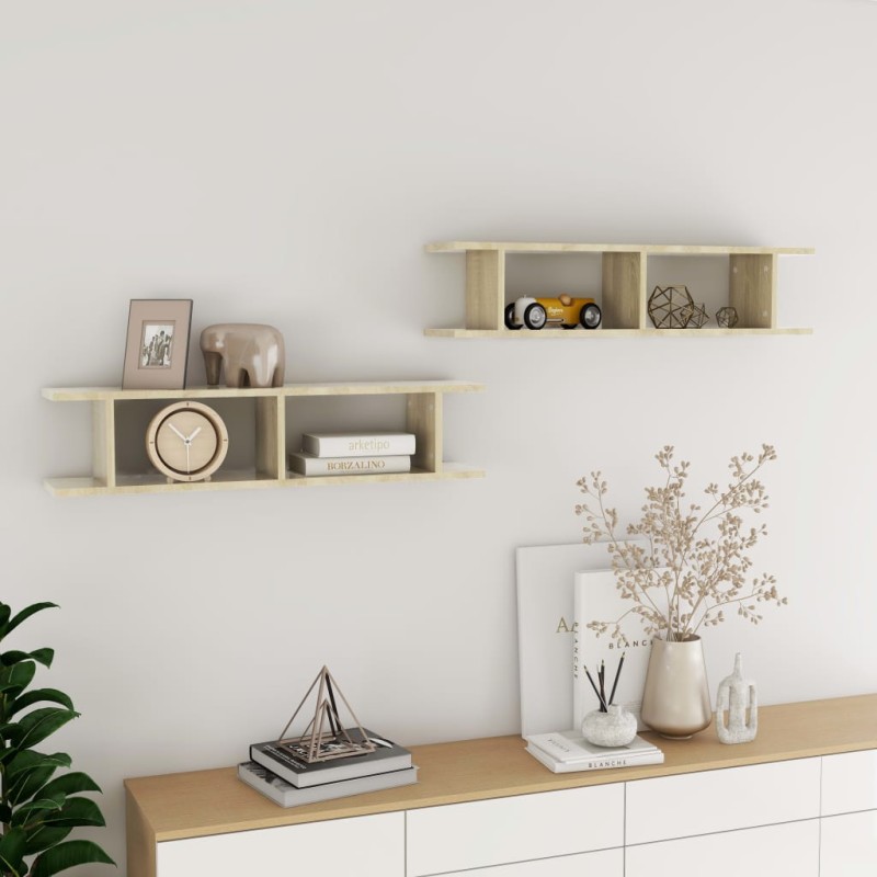 vidaXL Wandregale 2 Stk. Sonoma-Eiche 90x18x20 cm Holzwerkstoff vidaXL Wandregale 2 Stk. Sonoma-Eiche 90x18x20 cm Holzwerkstoff
